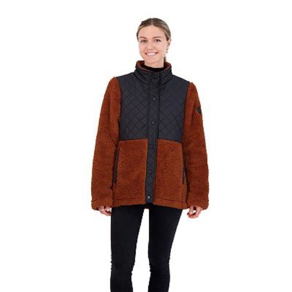Juniors' Madden Girl Cozy Mixed-Media Fleece Jacket Toffee (Size L/G)